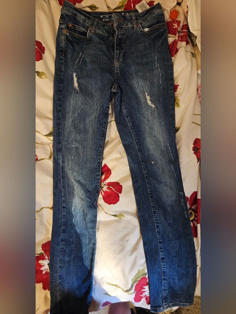 Noisy May Dark Blue Distressed Skinny Jeans